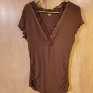 ⭐ A.N.A  short sleeve brown lace large top